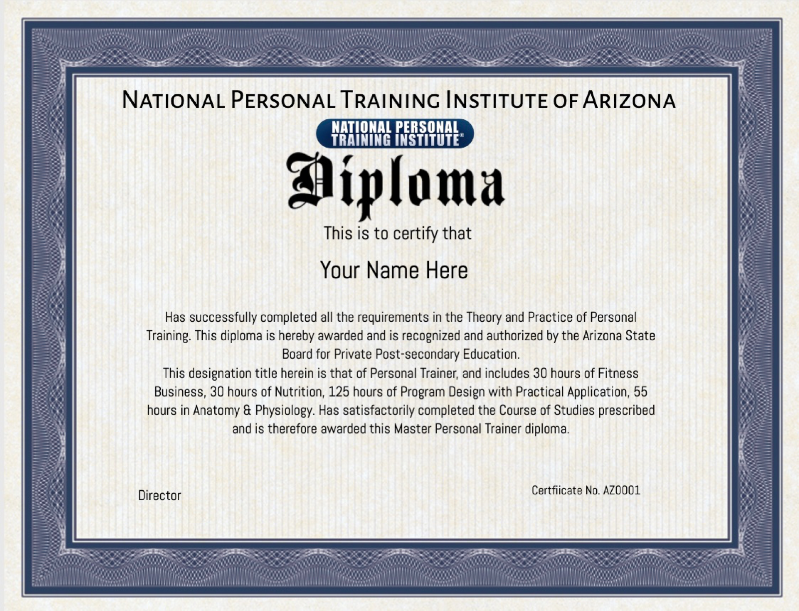 NPTI diploma sample