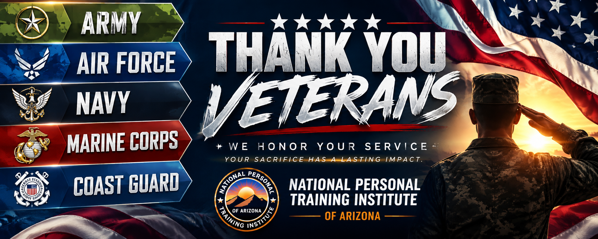 Thank you veterans — National Personal Training Institute of Arizona honors all branches of military service